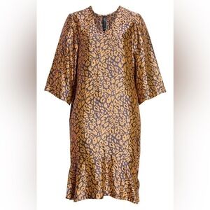 Zero+Maria Cornejo Lumi Cheetah Jacquard Ink Jet Apricot Blue & Copper dress -4
